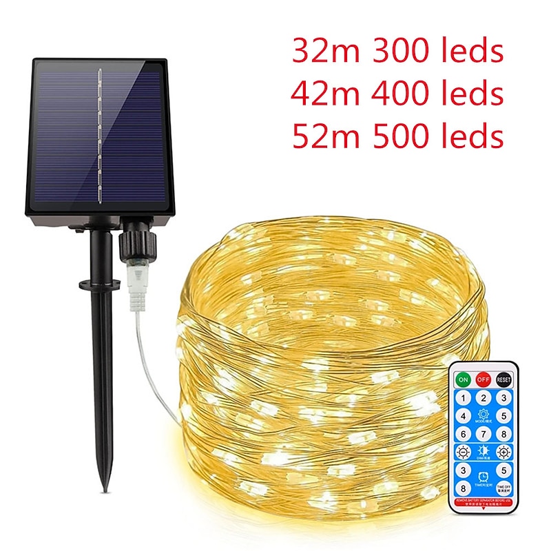 Remote Controller Solar String Fairy Lights IP67 Waterproof Outdoor Garland Large Solar Panel Lamp Christmas For Garden Decoration2