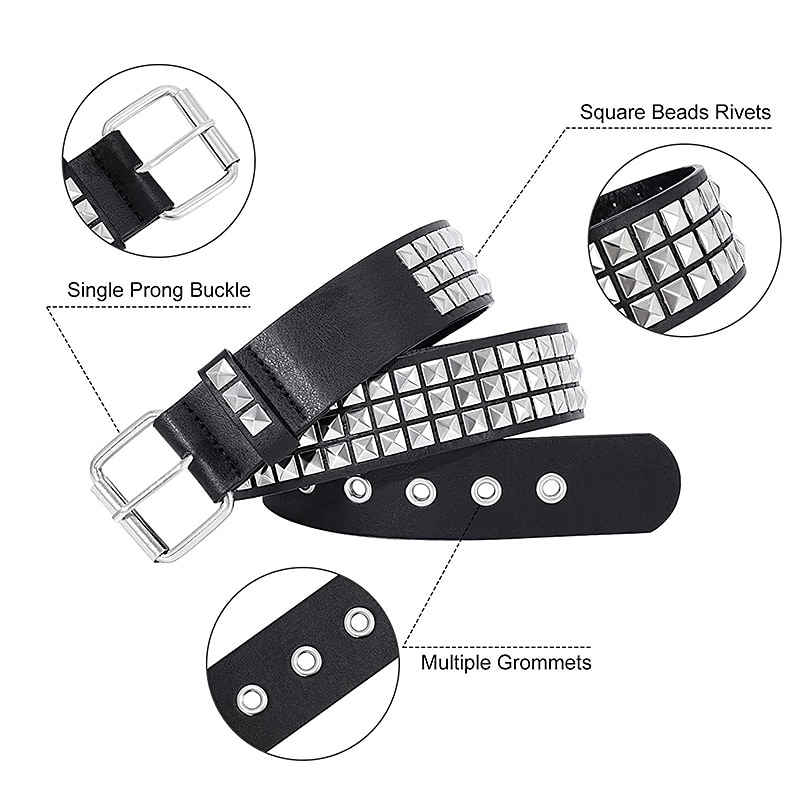 Men's Faux Leather Belt Studded Decor Belt Black Alloy Punk Fashion Gift Hip Hop Plain Daily Wear Going out Weekend4
