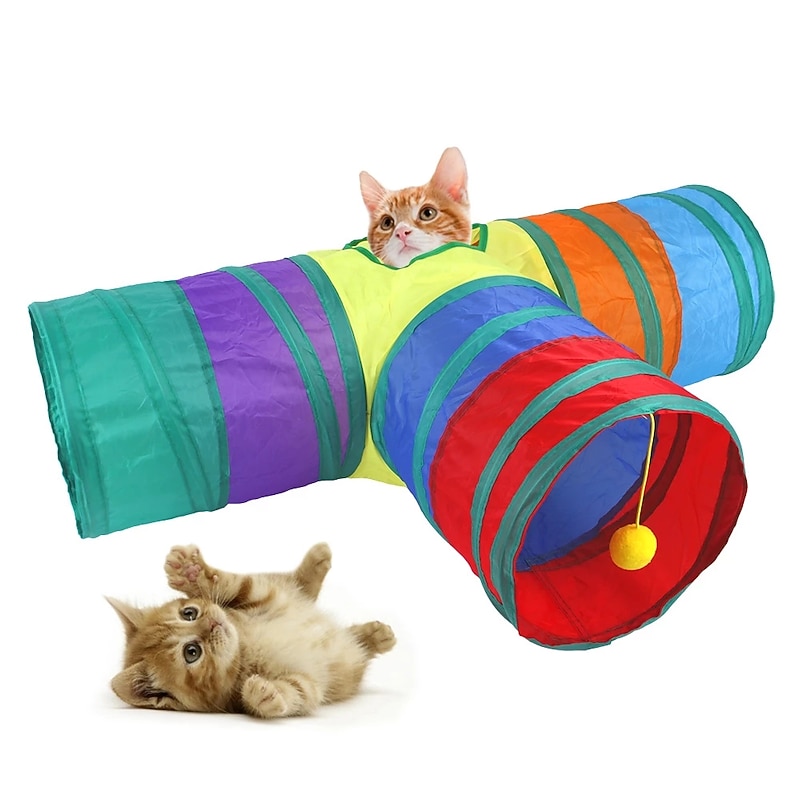 Cat Pets Toys Mouse Shape Balls Foldable Cat Kitten Play Tunnel Funny Cat Stick Mouse Supplies2