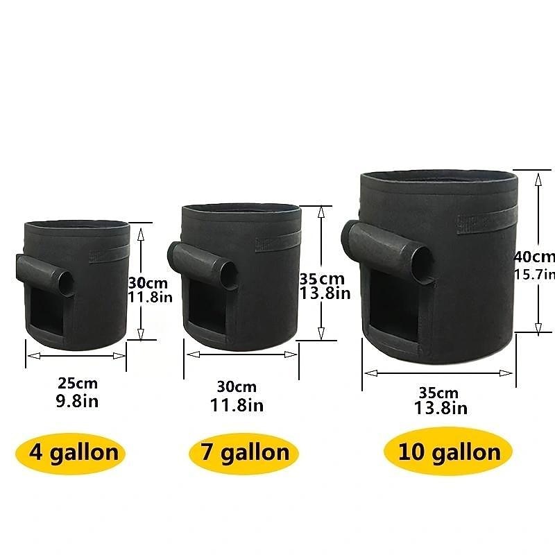 2pcs Potato Grow Bags 4/7/10 Gallon Inflatable Waterproof Fabric Sweet Potato Planter Window Vegetable Peanut Grow Box Nursery Garden Bucket4