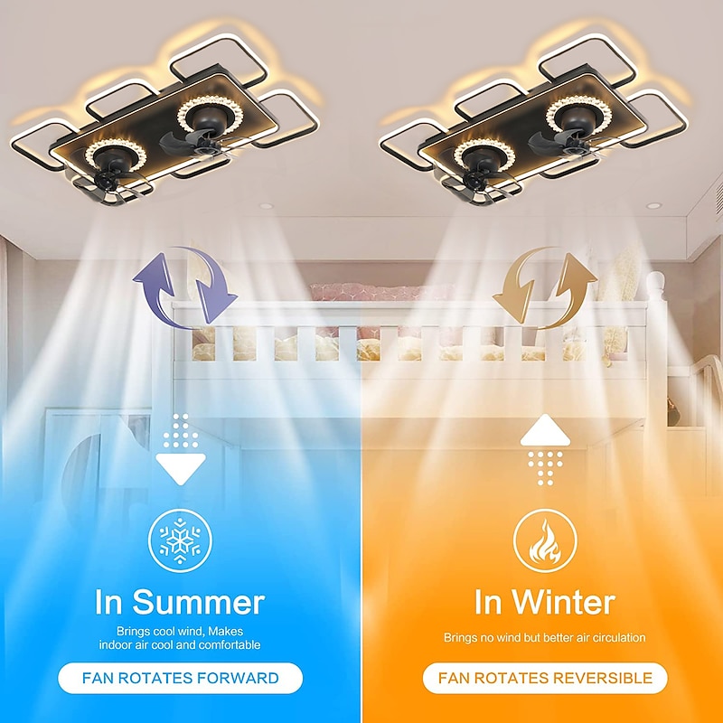 Ceiling Fan with Light App & Remote Control 101cm Dimmable 6 Wind Speeds Sputnik Design Projection Modern Ceiling Fan for Bedroom, Living Room, Small Room 110-240V2