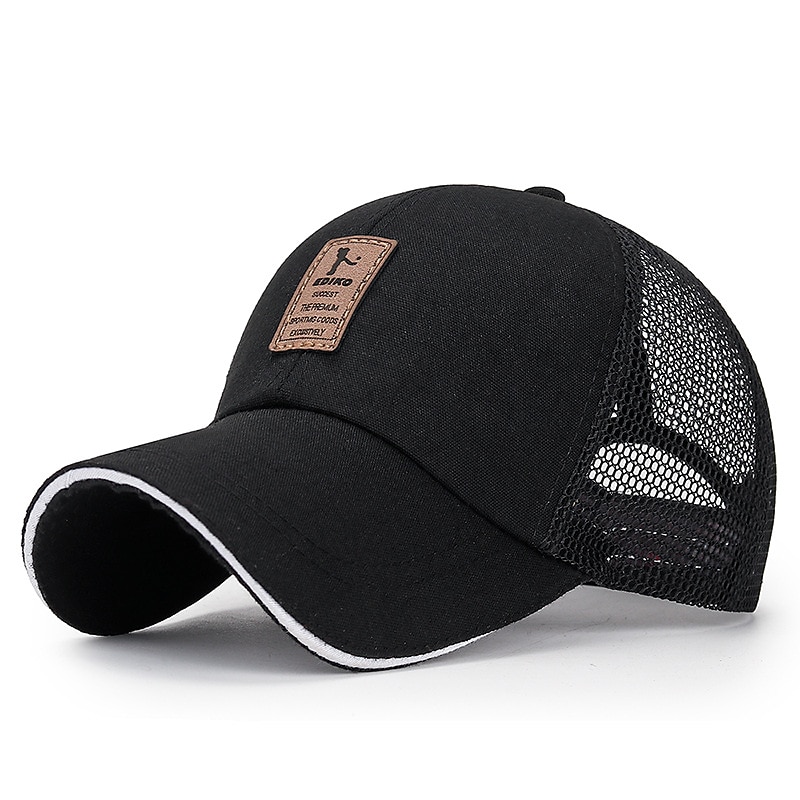 Men's Snapback Hat Baseball Cap Trucker Hat Mesh Cap Black White Polyester Mesh Back Travel Beach Outdoor Vacation Plain Adjustable Sunscreen Breathable Fashion2
