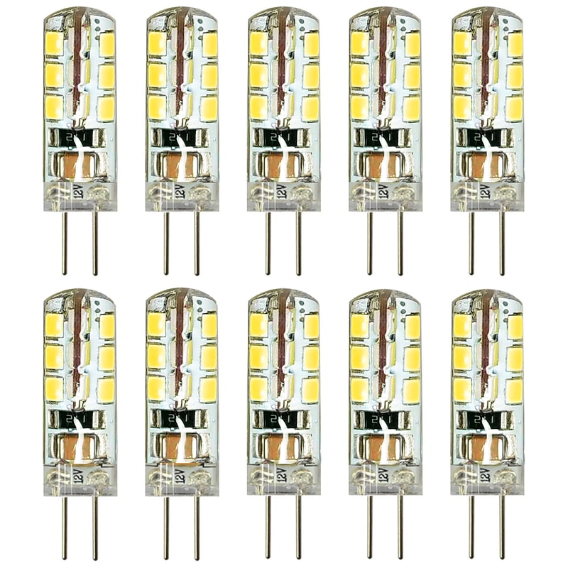 10pcs G4 Bi-pin LED Light Bulb 3W 24LED SMD 2835 Equivalent Halogen Bulb 30W Warm white 3000K Daylight White 6000K 360° Beam Angle Flicker Free DC12V AC220V AC110V