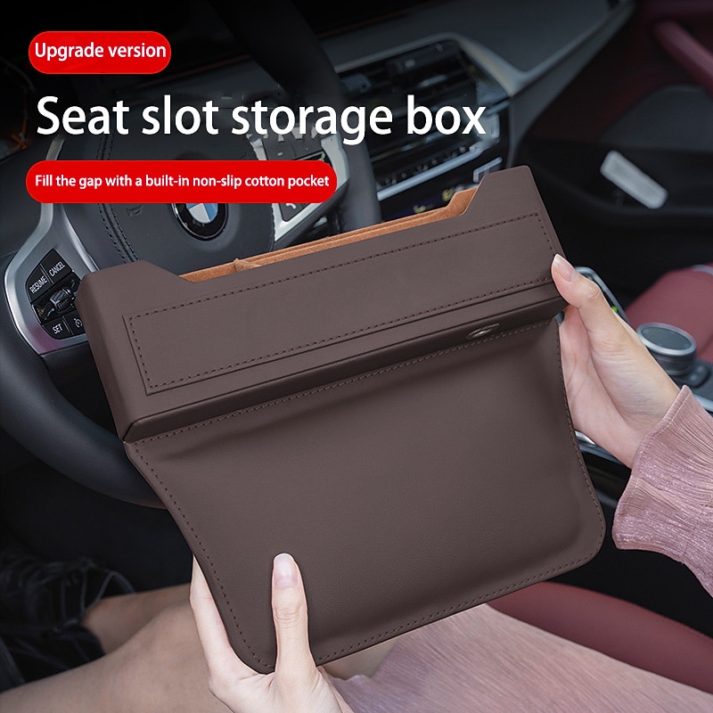 Left/Right Universal Double Passenger Driver Side Car Seat Gap Storage Box For Mobile Organizer Phone Holders Black/Beige/Red3