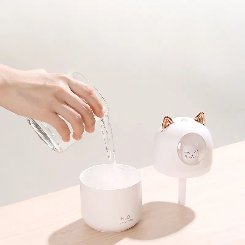 Cute Cat USB Mini Fragrance Humidifier Household Suitable Cool Mist with Adjustable Mist Mode 300ml Water Tank Waterless Auto Shut-off for Bedroom Home Office3