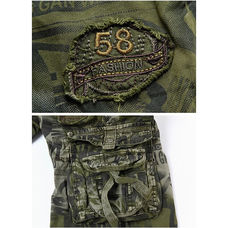 Men's Cargo Shorts Camo Shorts Hiking Shorts Multi Pocket Camouflage Camo / Camouflage Knee Length Daily Vintage Streetwear Army Green Blue3