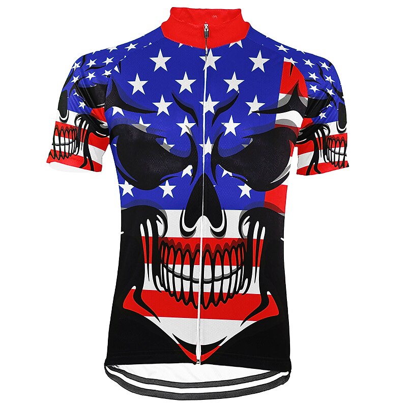 Men's Cycling Jersey Graphic National Flag Short Sleeve Bike Jersey Top with 3 Rear Pockets Mountain Bike MTB Road Bike Cycling Quick Dry Reflective Strips Back Pocket Moisture Wicking Sports White4