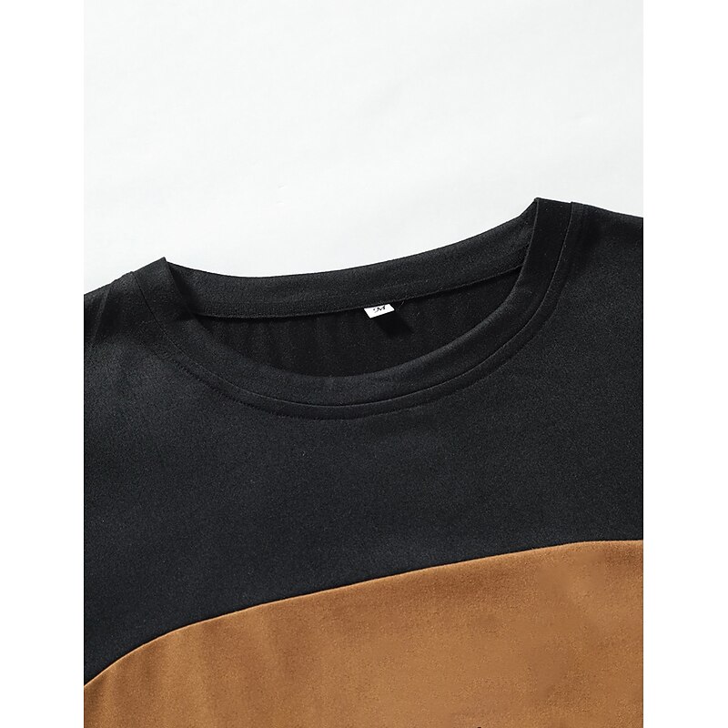 Men's 2 Pieces Outfits T-Shirt and Drawstring Shorts Set Short Sleeve Crewneck Summer Color Block Fashion Sport Casual 2 Piece Vacation Casual Daily Wear Red Blue khaki Top Tee for Men2