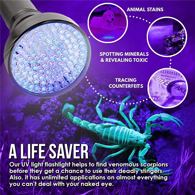 51/100 LED 395nm UV Flashlight Black Light Ultraviolet Blacklight Detector Aluminum Torch Light UV Lamp3