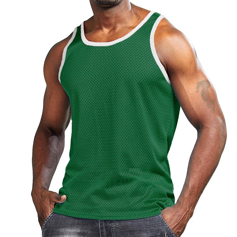 Men's Gym Tank Top Basketball Jersey Classic Mesh Sleeveless Singlet Athletic Athleisure Solid Colored Quick Dry Soft Moisture Wicking Breathable Gym Workout Basketball Bodybuilding Sportswear4