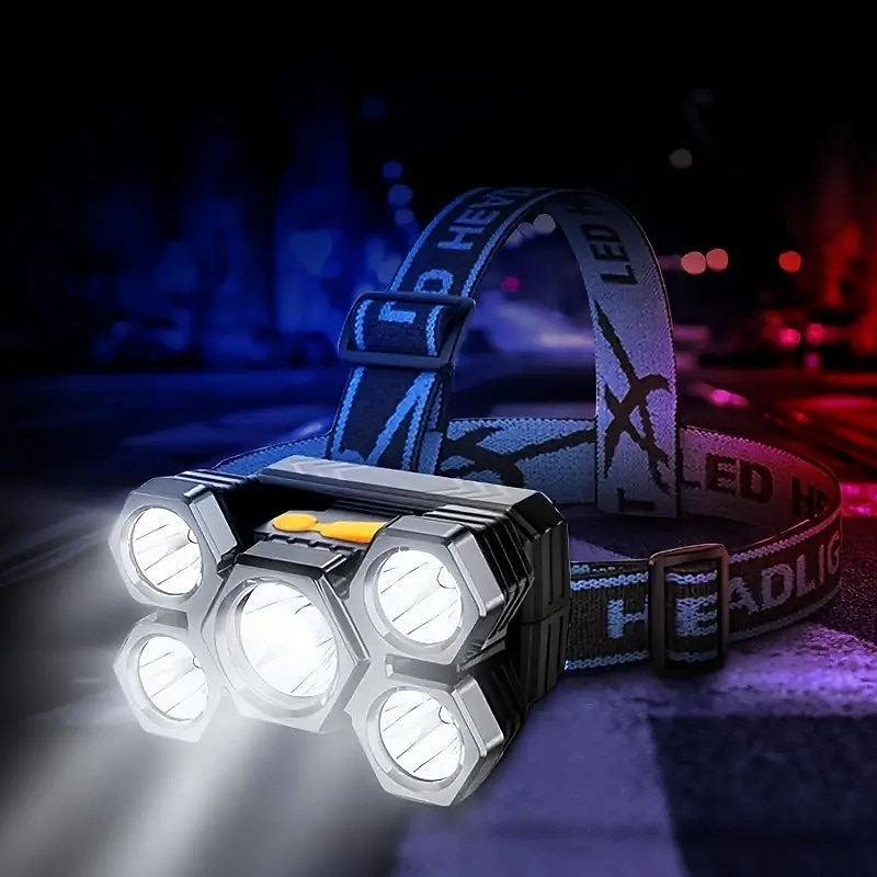 USB Rechargeable 5 LED Headlamp 4 Working Modes Head Waterproof Torch for Outdoor Camping Fishing Running Riding2