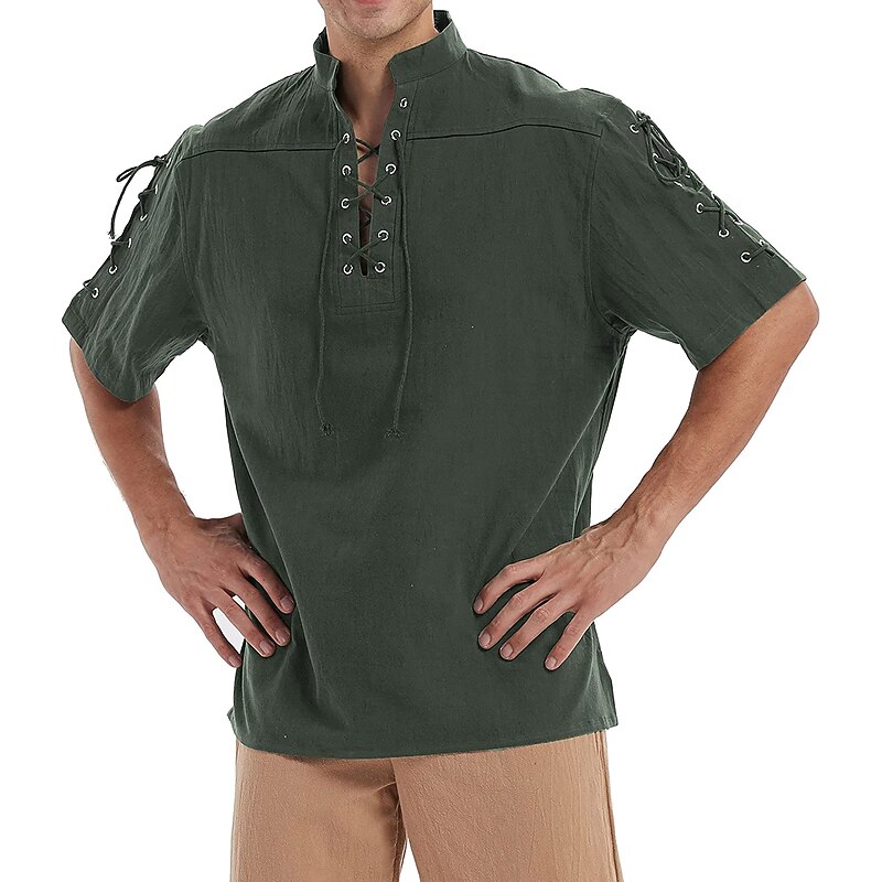 Men's Pirate Shirt Viking Steampunk Retro Renaissance Medieval Gothic Victorian Halloween Costume