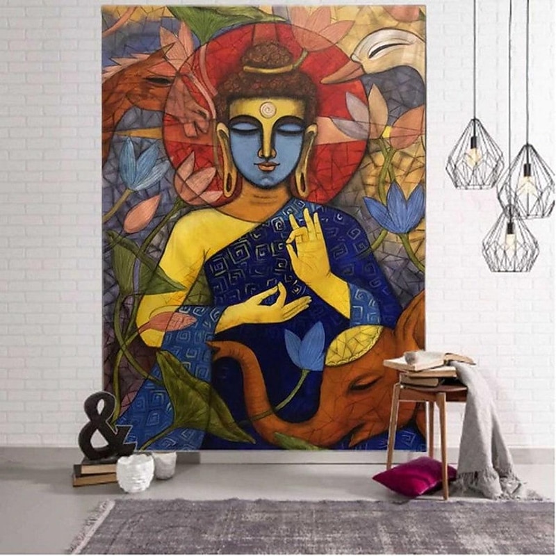 Buddha Hanging Tapestry Buddhism Wall Art Large Tapestry Mural Decor Photograph Backdrop Blanket Curtain Home Bedroom Living Room Decoration2