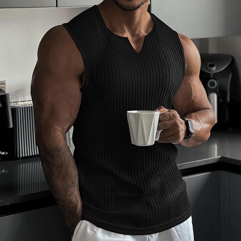 Men's T Shirt Wife beater Shirt Tee Top Short Sleeves V Neck Summer Plain Fashion Designer Basic V Neck Vacation Street Going out Black White Wine Top Tee for Men4