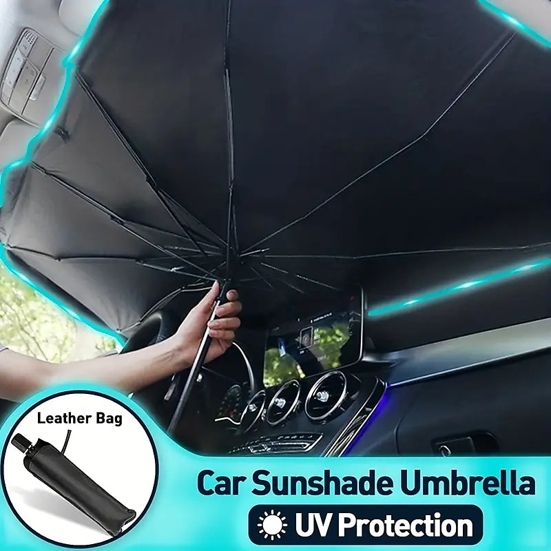 Car Sunshade Umbrella for Front Window, Foldable UV Protection Interior Sun Shade, Auto Windshield Cover, UV Blocker for Car