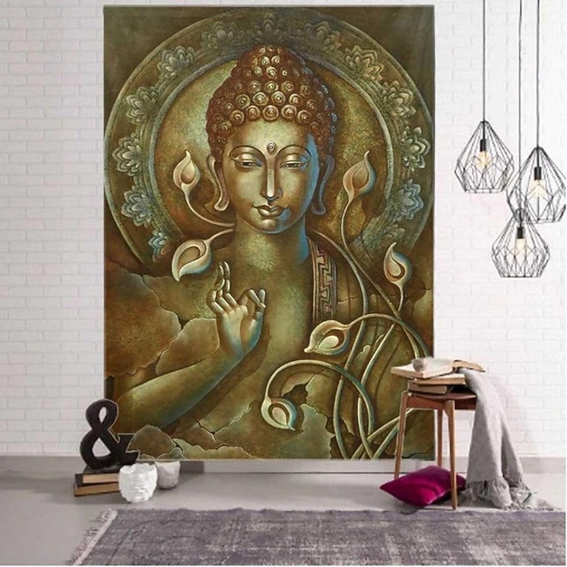 Buddha Hanging Tapestry Buddhism Wall Art Large Tapestry Mural Decor Photograph Backdrop Blanket Curtain Home Bedroom Living Room Decoration3