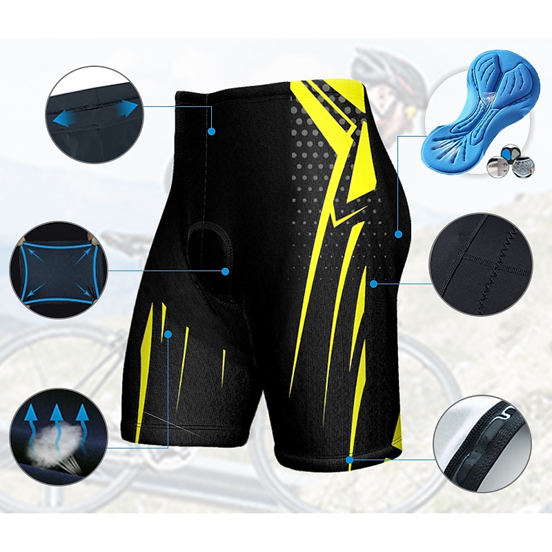 Men's Geometic Cycling Shorts Bike Padded Shorts / Chamois Bottoms Mountain Bike MTB Road Bike Cycling Sports 3D Pad Quick Dry Moisture Wicking Breathable Yellow Red Spandex Clothing Apparel Bike Wear2