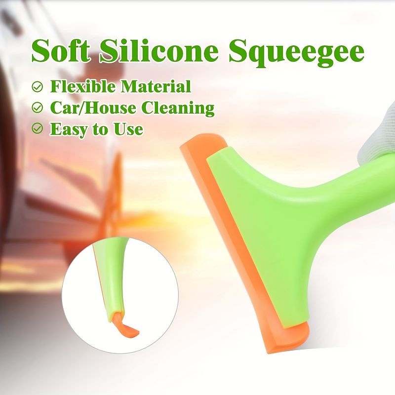 Super Flexible Silicone Squeegee Auto Water Blade Water Wiper Shower Squeegee Long Handle for Car Windshield Window2