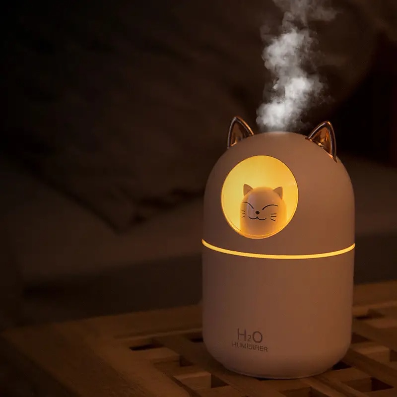 Cute Cat USB Mini Fragrance Humidifier Household Suitable Cool Mist with Adjustable Mist Mode 300ml Water Tank Waterless Auto Shut-off for Bedroom Home Office2
