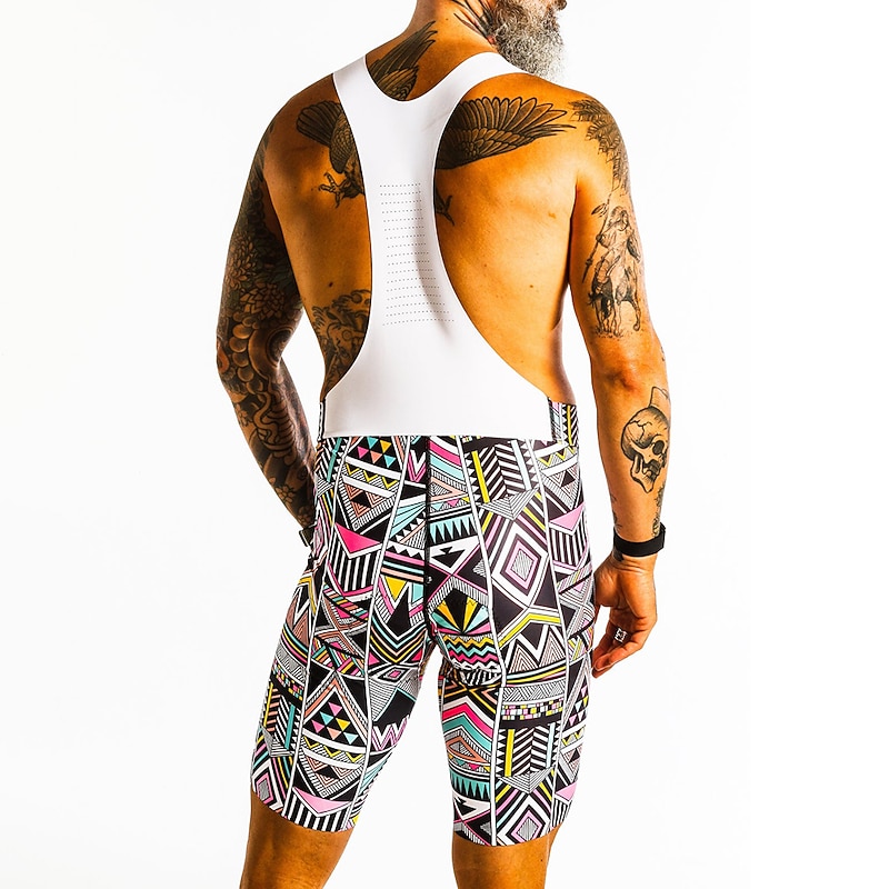 Men's Cycling Jersey with Bib Shorts Short Sleeve Mountain Bike MTB Road Bike Cycling Yellow Bike Clothing Suit 3D Pad Breathable Quick Dry Back Pocket Polyester Spandex Sports Geometric Clothing4