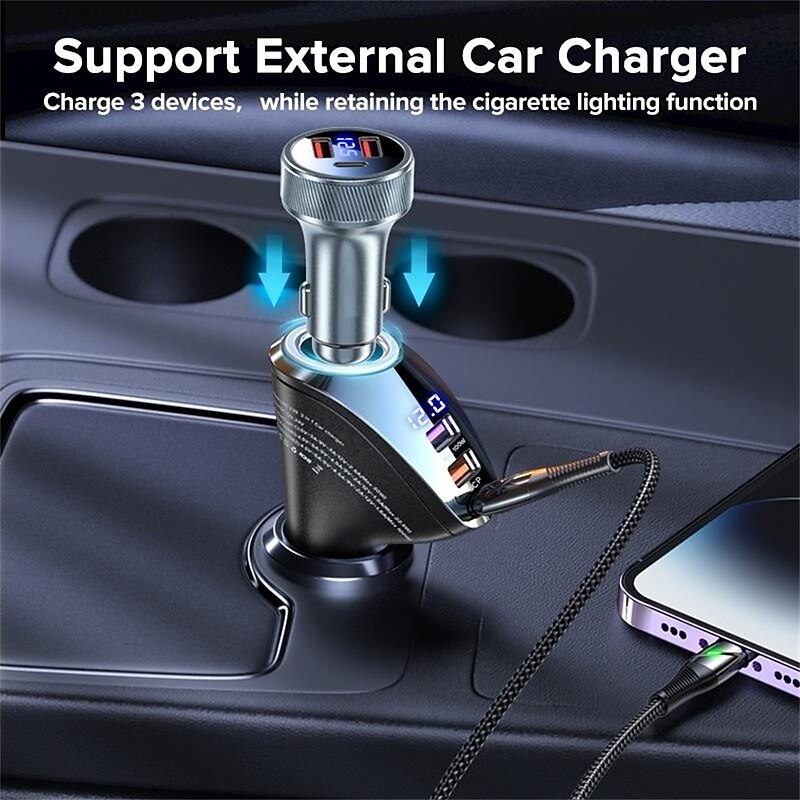 150W Car Charger - USB Type C Super Fast Charging, PD 4.0 & Quick Charge 3.0, Cigarette Lighter Socket3