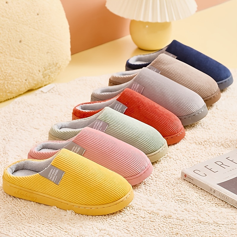 Women'S Thick Bottom Home Slippers Household Plush Slippers Anti-Slip Thermal Slippers Back To School College Student