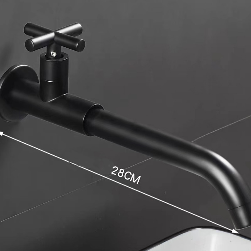 Bathroom Faucet Sink Only Cold Water Basin Taps Wall Mounted, 360 Rotates Single Handle Antique Brass Washroom Vessel Tap Black Chrome Golden White4