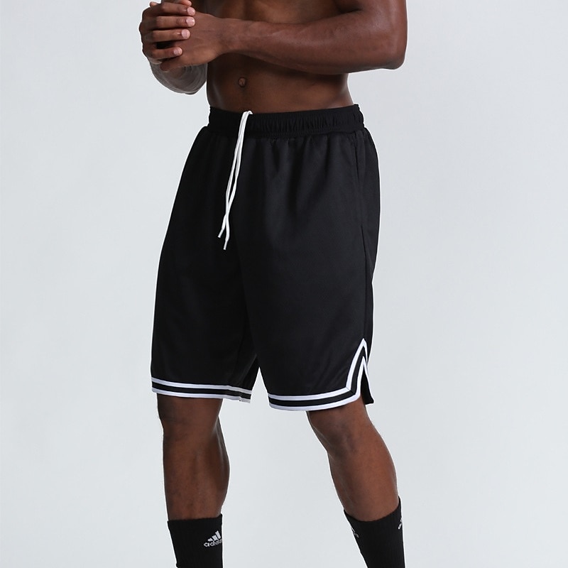 Men's Active Shorts Basketball Shorts Casual Shorts Pocket Drawstring Elastic Waist Plain Comfort Soft Casual Daily Holiday Sports Fashion Black White2