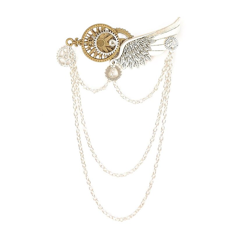 Men's Steampunk Brooch Pin Rudder Brooch Shield Brooch Lapel Pin Badge Brooch Vintage Medieval for Men Tie Hat Scarf Suit Tuxedo3