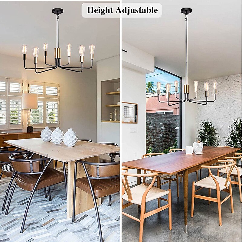Farmhouse Chandelier for Living Room 6-Light 30" Rustic Industrial Pendant Ceiling Light fixture, Vintage Ceiling Hanging Lamp for Bedroom Hallway Kitchen Dining Room Foyer E26/E27 Socket3
