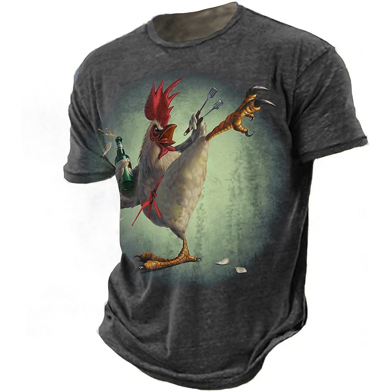 Veterans Day Men's Patriot Patriotic Veteran Graphic 3D Print Rooster T shirt Distressed T Shirt Short Sleeve T shirt Crew Neck Shirt Vintage Streetwear Comfortable Casual Sports Daily Wear 1 2 32