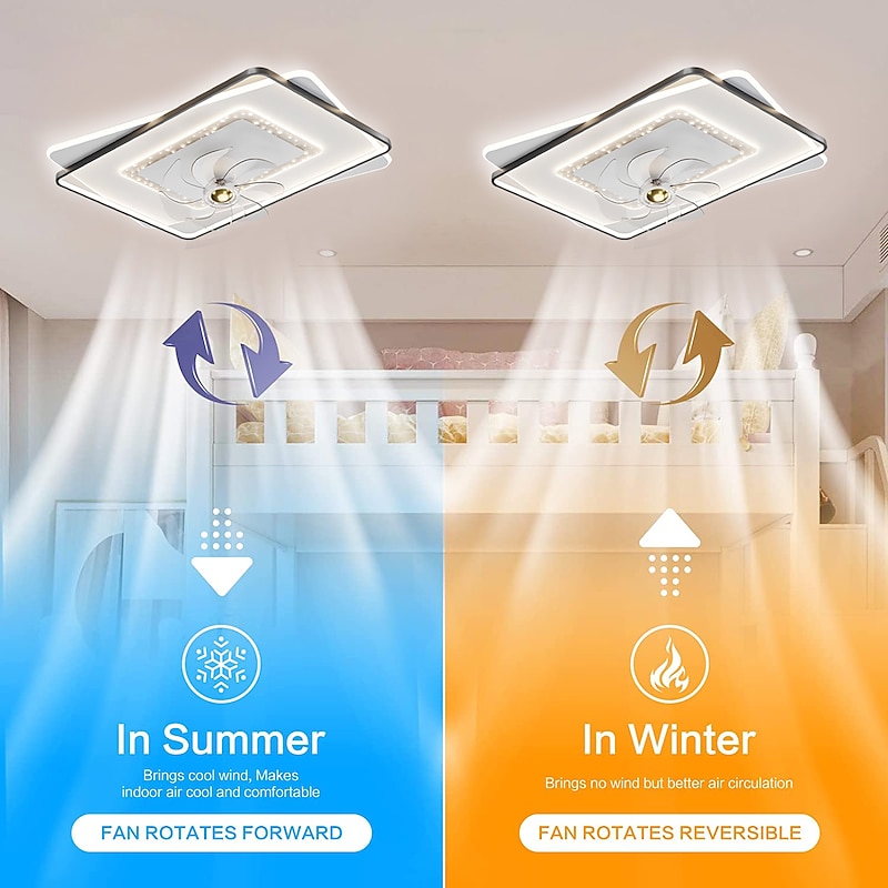 Ceiling Fan with Light Dimmable 105/50cm 6 Wind Speeds Modern Ceiling Fan for Bedroom, Living Room App & Remote Control 110-240V2