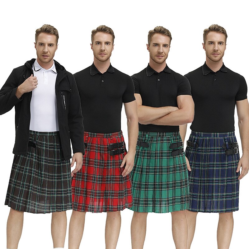 Retro Vintage Punk & Gothic Medieval Skirt Scottish Utility Kilts Fancy Dress Men's Celtic Masquerade Casual Daily Adults' Skirts