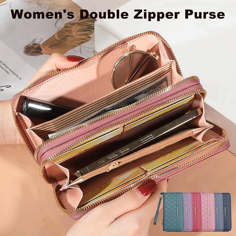Long Women's Wallet Female Purses Tassel Coin Purse Card Holder Wallets Double Zipper Pu Leather Clutch Luxury Money Phone Bag