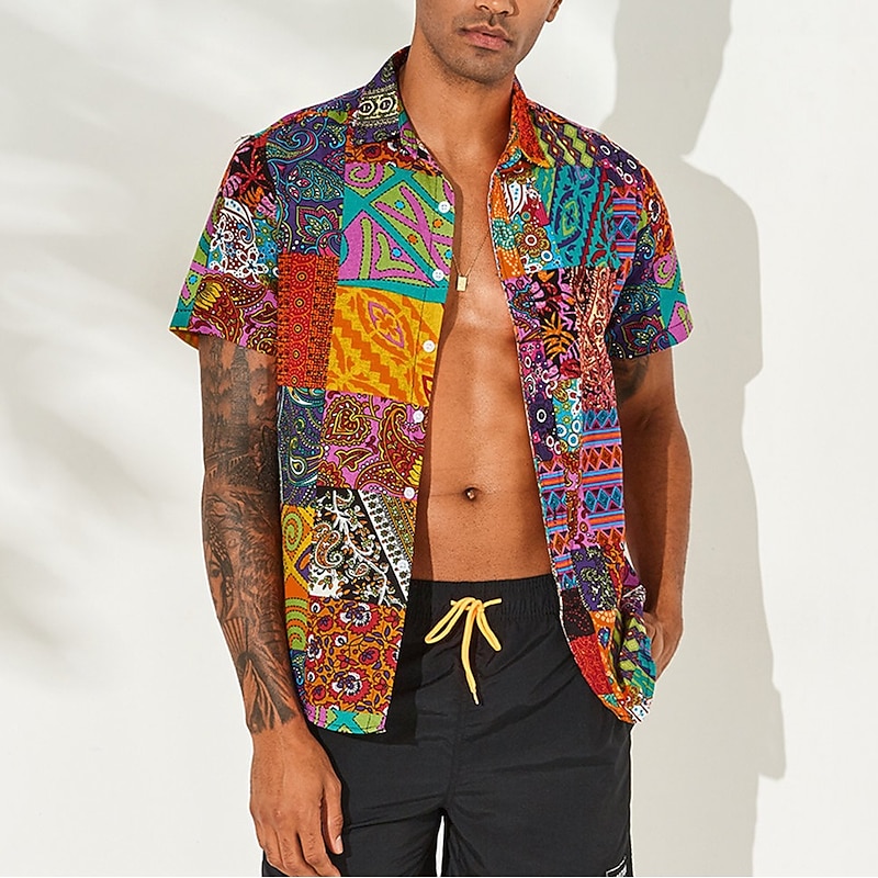 1960s Hippie 1970s Blouse / Shirt Hippie Disco Plus Size Fancy Dress Men's Bachelorette Party Pride Parade Pride Month Adults' Blouse2