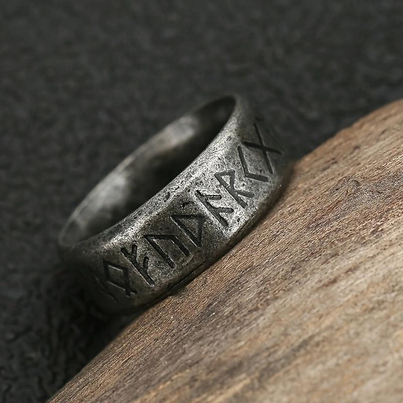 1pc Fashion Vintage Men's Odin Norse Viking Amulet Rune Ring Medieval4