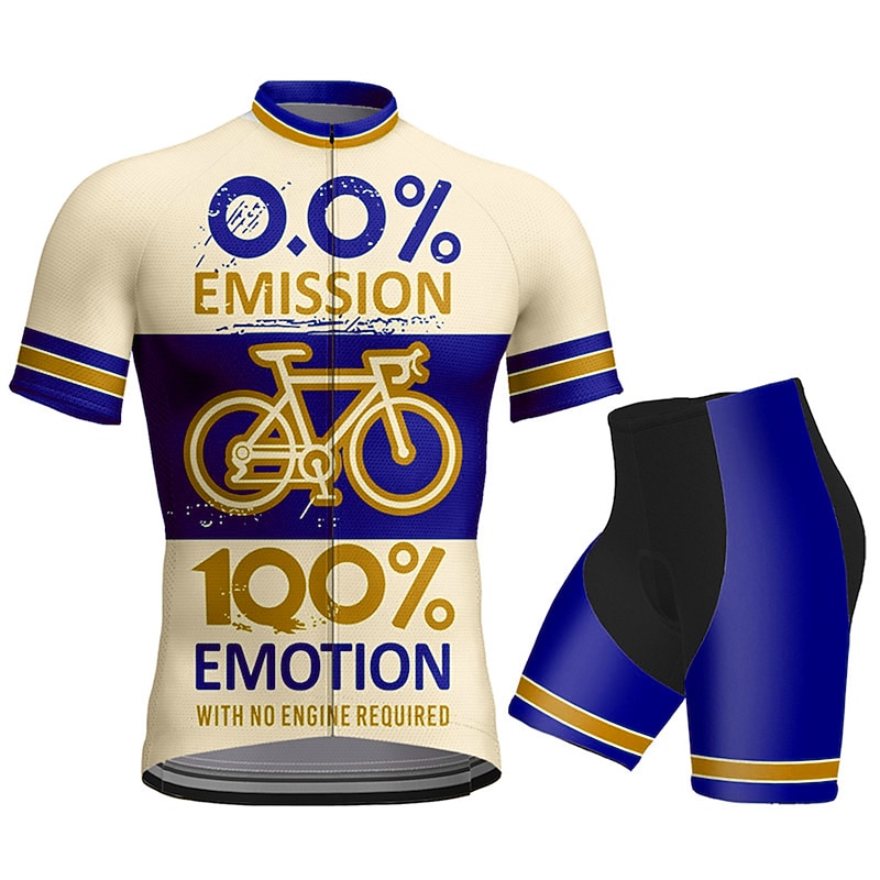 Men's Cycling Jersey with Shorts Short Sleeve Mountain Bike MTB Road Bike Cycling Black Wine khaki Graphic Bike Clothing Suit 3D Pad Breathable Quick Dry Back Pocket Polyester Spandex Sports Graphic3