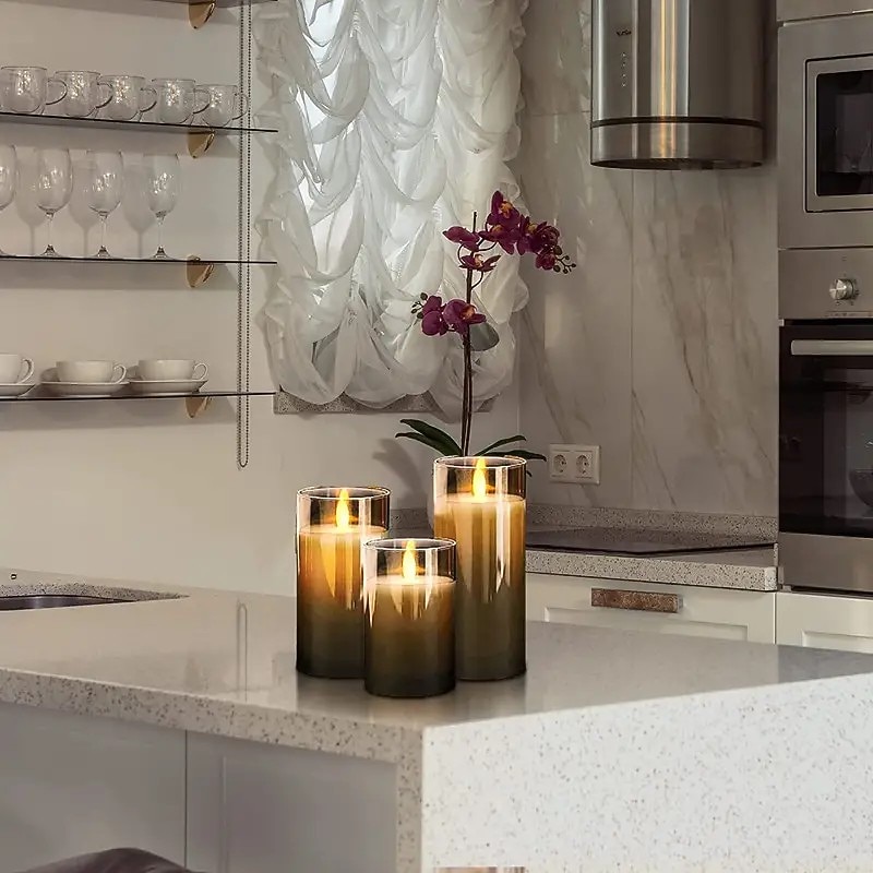 3pcs Flameless Candles Lights with Timer Battery Operated Flickering Candles Imitation Glass Candles with Remote for Romantic Ambiance and Home Decoration Durable Acrylic Shell4