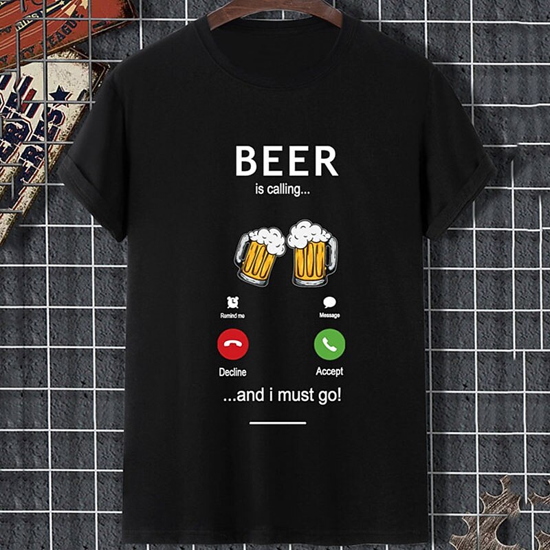 Men's Graphic Prints Bartender Beer T Shirt Graphic Tee 100% Cotton Short Sleeve Graphic Shirt Black Comfortable Tee Outdoor Street Fashion Designer Clothing2