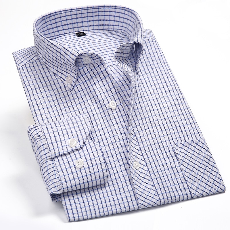 Men's Dress Shirt Striped Shirt Button Down Shirt Oxford Shirt Stripes and Plaid Wedding Office & Career Pink Blue Light Purple Light Grey Long Sleeve Shirt Collar All Seasons Clothing Apparel Buckle4