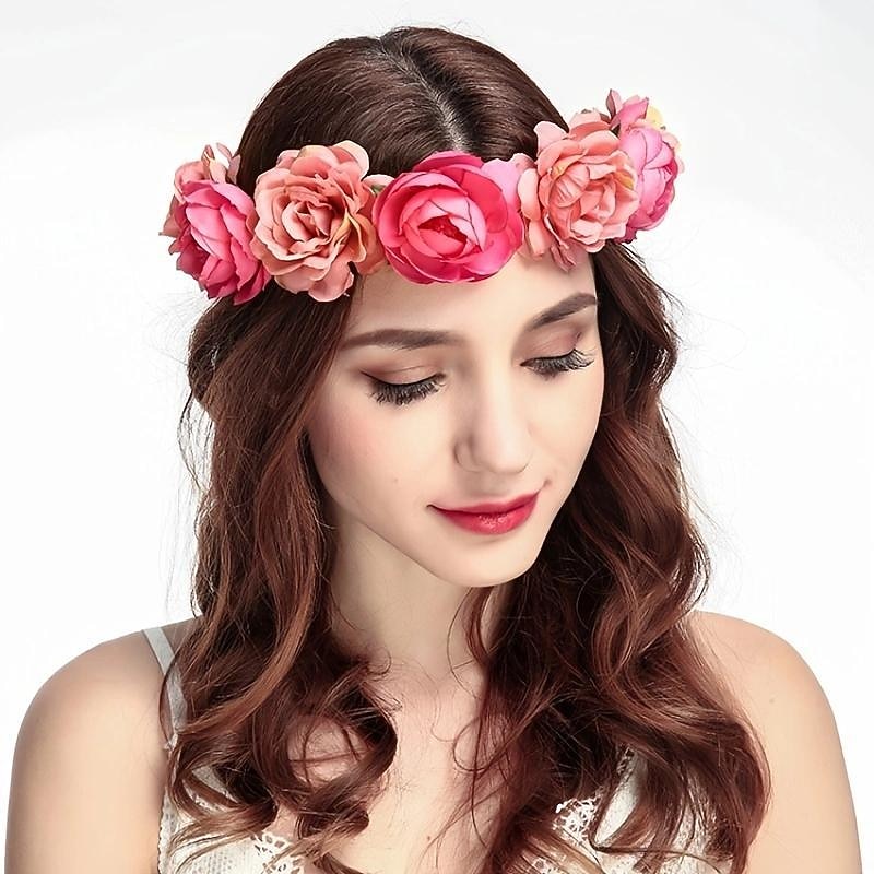 Simulation Rose Hairpin Holiday Wreath Hair Band Headdress Flower Crown Headband Floral Wedding Bridal Hair Hoop3