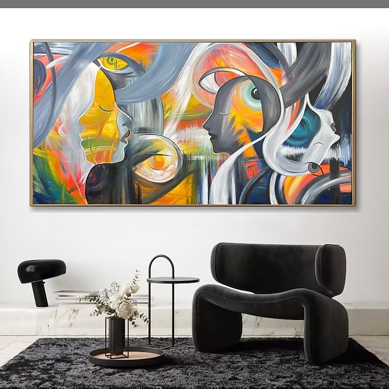 Handmade Oil Painting Canvas Wall Art Decoration  Modern Light Luxury Creative Abstract  Figures for Hotel Club Home Decor Rolled Frameless Unstretched Painting