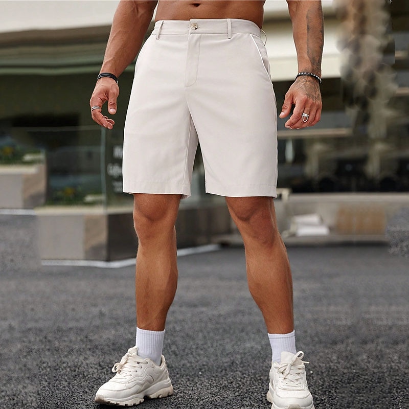 Men's Shorts Chino Shorts Bermuda shorts Work Shorts Pocket Straight Leg Plain Comfort Short Formal Work Casual 100% Cotton Streetwear Stylish Black White3