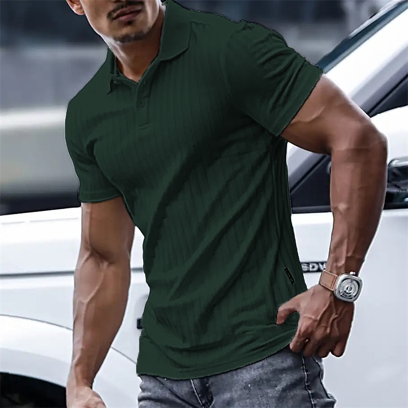 Men's Polo Shirt Golf Shirt Casual Holiday Lapel Short Sleeve Fashion Basic Plain Classic Summer Regular Fit Navy Black White Yellow Green Light Blue Polo Shirt4