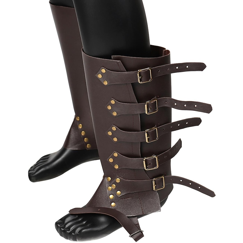 Retro Vintage Medieval Renaissance Armor Gaiters Boot Covers Warrior Knight Ritter Viking Fancy Dress Women's Unisex Viking Halloween Carnival Masquerade LARP Adults' Shoe Cover