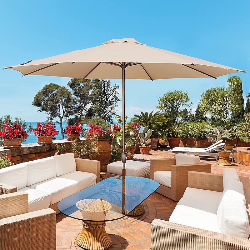 Patio Umbrella Outdoor Umbrella Patio Market Table Umbrellas with Push Button Tilt, Crank for Lawn, Garden, Deck, Backyard & Pool(Only The Umbrella Surface)4