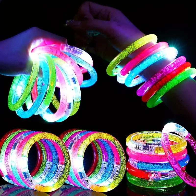 5pcs Acrylic Glowing Bracelet Bubble Bracelet LED Flashing Bracelet Bar Concert Event Props Light Up Toys Supplies For Thanksgiving Wedding Bridal Shower Engagement Bachelor Birthday Party Supplie