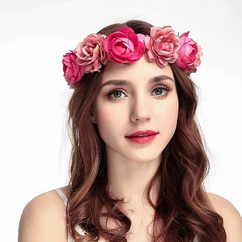 Simulation Rose Hairpin Holiday Wreath Hair Band Headdress Flower Crown Headband Floral Wedding Bridal Hair Hoop2