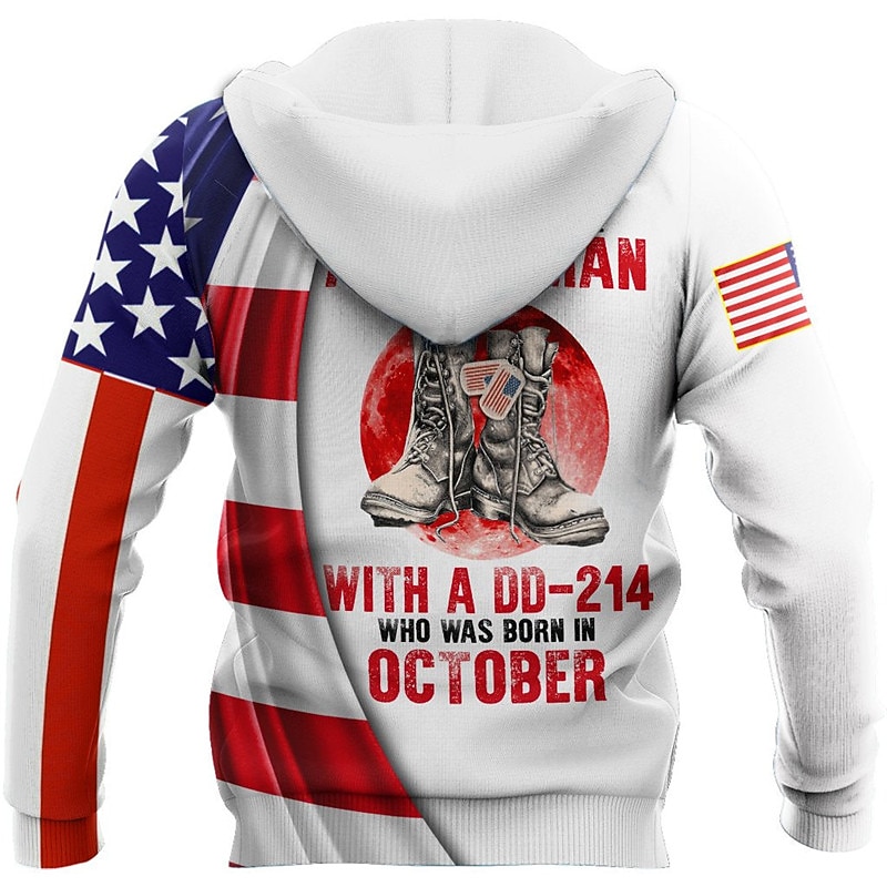 Men's Graphic Prints National Flag Hoodie Hoodies Sweatshirt Streetwear Designer Long Sleeve Hooded Sports & Outdoor Daily Sports White + Light Grey Black Zipper Print Spring &  Fall Designer2