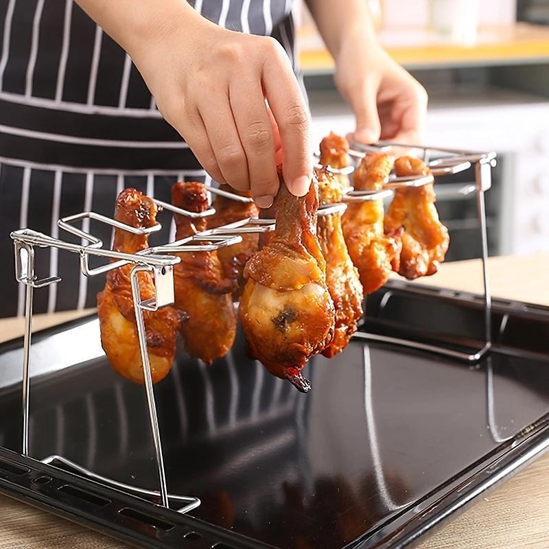Grill Rack, Stainless Steel Rack Chicken Leg For Oven, Barbecue Tools, Kitchen Supplies